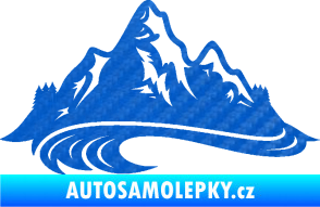 Samolepka Krajina hory 008 levá 3D karbon modrý