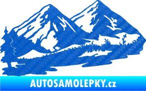 Samolepka Krajina hory 012 levá 3D karbon modrý