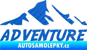 Samolepka Krajina hory 040 turistika, nápis Adventure 3D karbon modrý