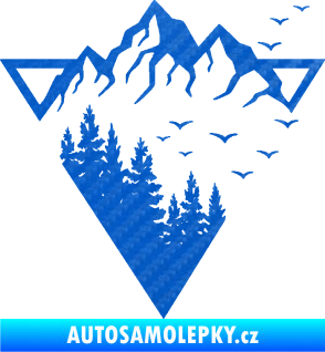 Samolepka Krajina hory 042 pravá magický trojúhelník 3D karbon modrý