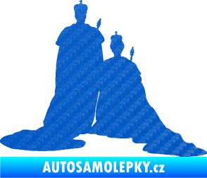Samolepka Král a královna  3D karbon modrý