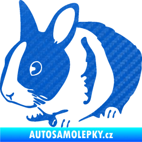 Samolepka Králík 002 levá zakrslý králíček 3D karbon modrý