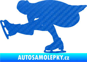 Samolepka Krasobruslení 007 levá krasobruslařka 3D karbon modrý