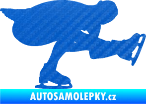 Samolepka Krasobruslení 007 pravá krasobruslařka 3D karbon modrý