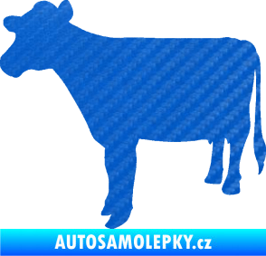 Samolepka Kráva 001 levá 3D karbon modrý