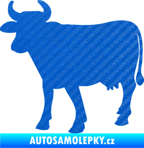 Samolepka Kráva 002 levá 3D karbon modrý