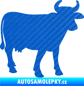 Samolepka Kráva 002 pravá 3D karbon modrý