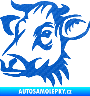 Samolepka Kráva 004 levá 3D karbon modrý