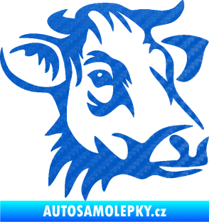 Samolepka Kráva 004 pravá 3D karbon modrý