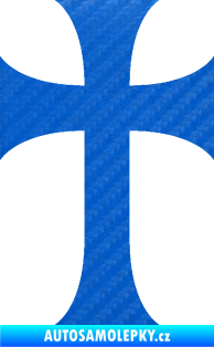 Samolepka Křesťanský kříž 002 3D karbon modrý