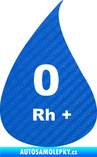 Samolepka Krevní skupina 0 Rh+ kapka 3D karbon modrý