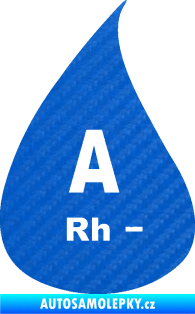 Samolepka Krevní skupina A Rh- kapka 3D karbon modrý