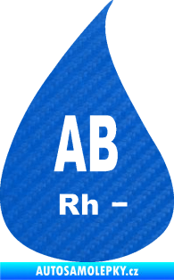 Samolepka Krevní skupina AB Rh- kapka 3D karbon modrý