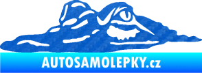 Samolepka Krokodýl 003 levá hlava na hladině 3D karbon modrý