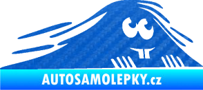 Samolepka Kuk 004 pravá zubatý šmíráček 3D karbon modrý