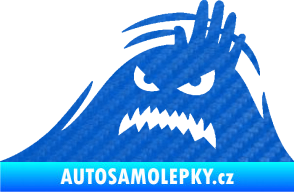 Samolepka Kuk 005 levá vzteklý šmírák 3D karbon modrý