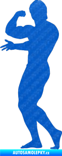 Samolepka Kulturista 001 levá 3D karbon modrý