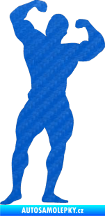 Samolepka Kulturista 003 levá 3D karbon modrý