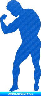 Samolepka Kulturista 005 levá 3D karbon modrý