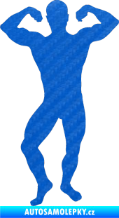 Samolepka Kulturista 012 levá 3D karbon modrý