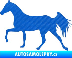 Samolepka Kůň 001 levá 3D karbon modrý