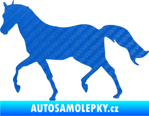 Samolepka Kůň 003 levá 3D karbon modrý