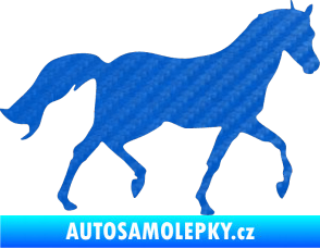 Samolepka Kůň 003 pravá 3D karbon modrý