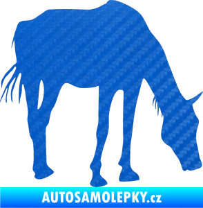 Samolepka Kůň 008 pravá 3D karbon modrý