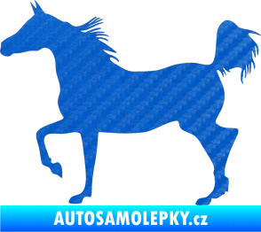 Samolepka Kůň 009 levá 3D karbon modrý