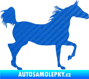 Samolepka Kůň 009 pravá 3D karbon modrý