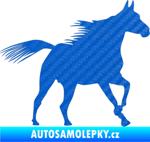 Samolepka Kůň 010 pravá 3D karbon modrý