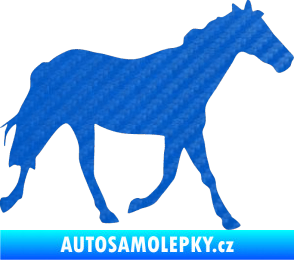 Samolepka Kůň 012 pravá 3D karbon modrý