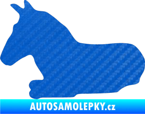 Samolepka Kůň 017 levá ležící 3D karbon modrý