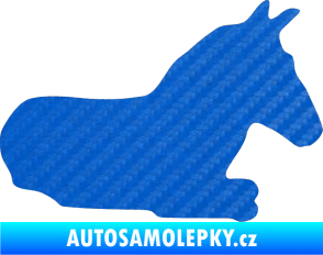 Samolepka Kůň 017 pravá ležící 3D karbon modrý