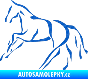 Samolepka Kůň 024 levá 3D karbon modrý