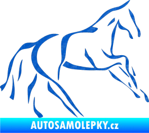 Samolepka Kůň 024 pravá 3D karbon modrý