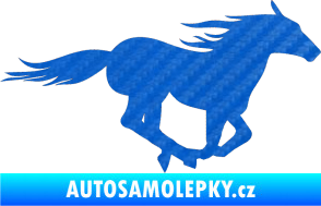 Samolepka Kůň 029 pravá 3D karbon modrý