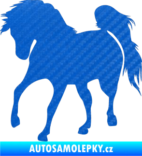 Samolepka Kůň 032 levá 3D karbon modrý