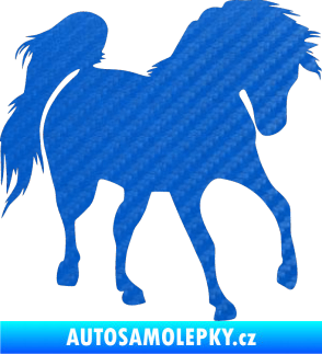 Samolepka Kůň 032 pravá 3D karbon modrý