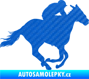 Samolepka Kůň 035 pravá 3D karbon modrý