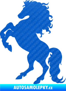 Samolepka Kůň 038 levá 3D karbon modrý