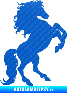 Samolepka Kůň 038 pravá 3D karbon modrý