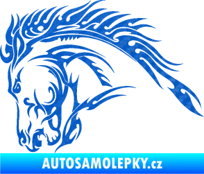 Samolepka Kůň 042 levá 3D karbon modrý