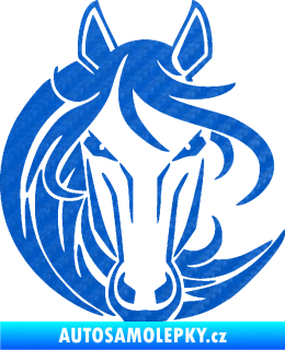 Samolepka Kůň 043 levá 3D karbon modrý