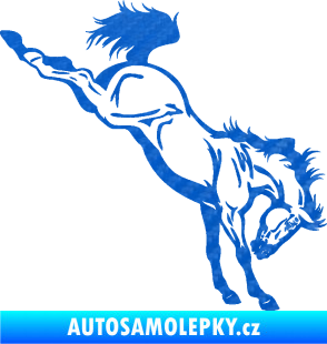 Samolepka Kůň 052 pravá vykopává zadní nohy 3D karbon modrý