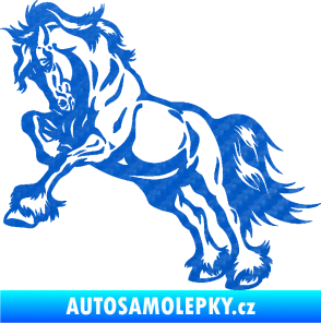Samolepka Kůň 055 levá 3D karbon modrý