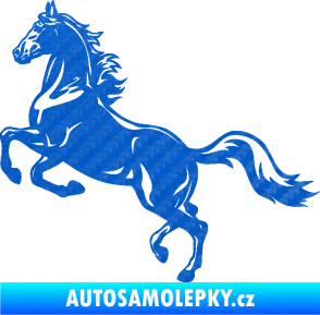 Samolepka Kůň 057 levá na zadních 3D karbon modrý