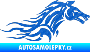 Samolepka Kůň 078 pravá 3D karbon modrý