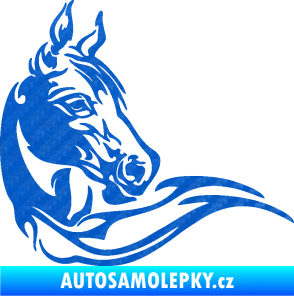 Samolepka Kůň 085 pravá 3D karbon modrý