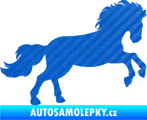 Samolepka Kůň 098 pravá běh 3D karbon modrý